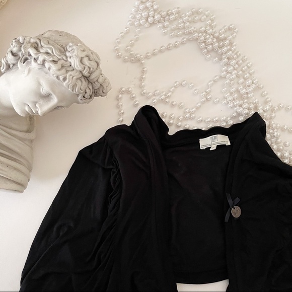 DEPT Crop Black Puff Sleeves Layering Top/ Jacket - Picture 6 of 7